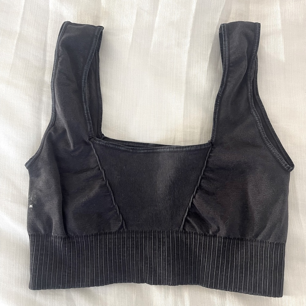 Free people black vintage wash Workout bra  small